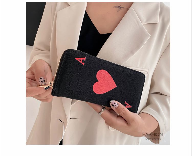 97g Weight Polyester Lining Material Zipper Closure Type Long Wallet Bags Type Daily Occasion Women's Letter Heart Shape Canvas Zipper Wallets