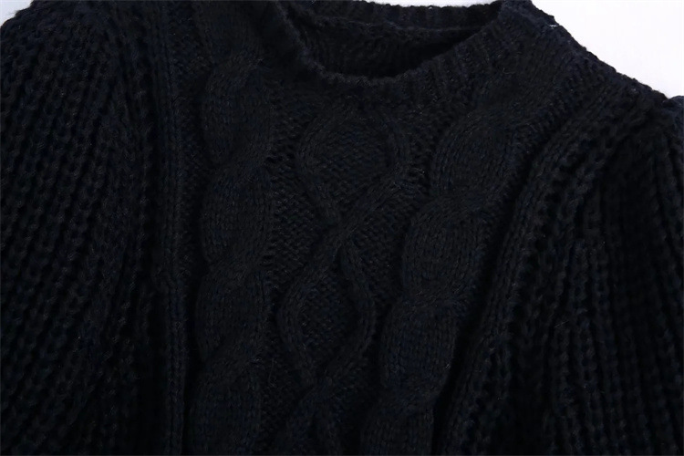puff sleeve slim short solid color knitted sweater NSYJN118462