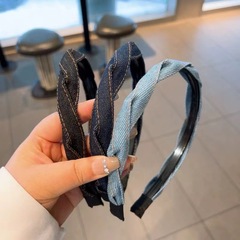 レトロなデニムの細いツイスト麻の花の滑り止めの歯の気質のカチューシャの女性の森系の年齢を減らします。