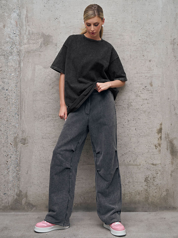 Áo thun nam tay ngắn cổ tròn cotton giặt mềm phong cách Âu Mỹ — Màu cà phê, Màu mơ, Màu tím, Màu xanh lam chi tiết 17