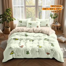 加绒加厚被套床上四件套裸睡绒面珊瑚绒牛奶绒床单学生宿舍四件套