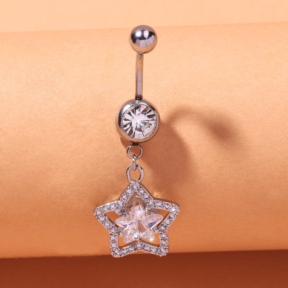 Fashion European And Jewelry Diamond-Encrusted Pendant Heart Personalized Body Navel Piercing Umbilical Nail Easy To Wear_voghion.com