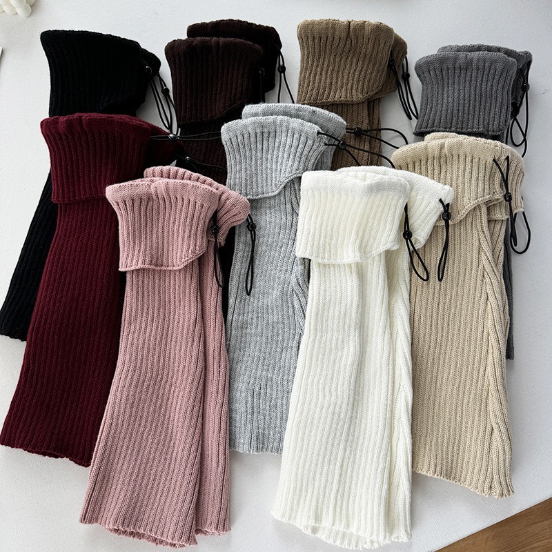 Drawstring flanged socks Hottie Hipster Pile socks chunky knit leg covers Warm foot covers_voghion.com
