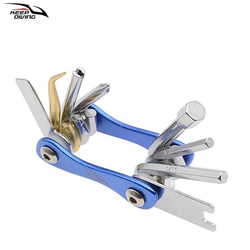 420 스테인레스 스틸 8 1 미니 수리 도구 조합 세트 다이빙 백 플라이 BCD 가스 실린더 설치 및 유지 보수 조정