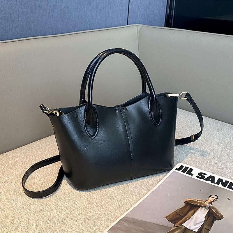 Túi tote da bò thật đeo chéo nữ nhiều ngăn dung tích lớn 28×10×18 cm — đen chi tiết 11