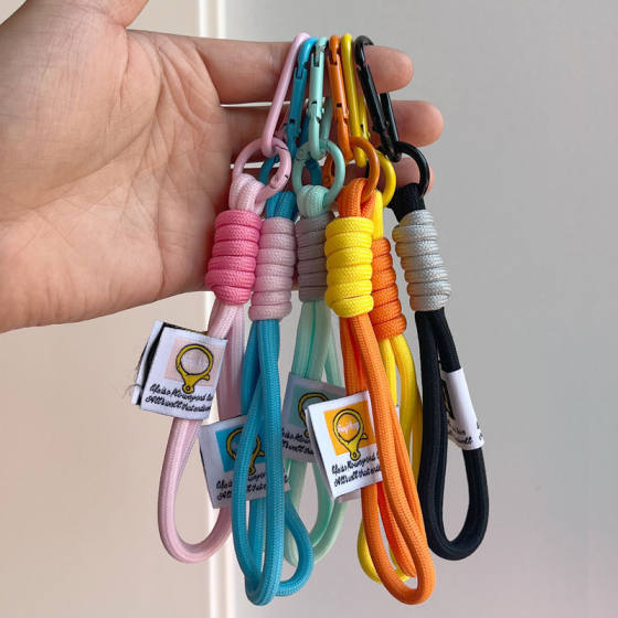 Outdoor Backpack Mountaineering Buckle Nylon Woven Rope Bag Hanging Decoration Bag Zipper Lanyard National Tide Mobile Phone Rope Keychain