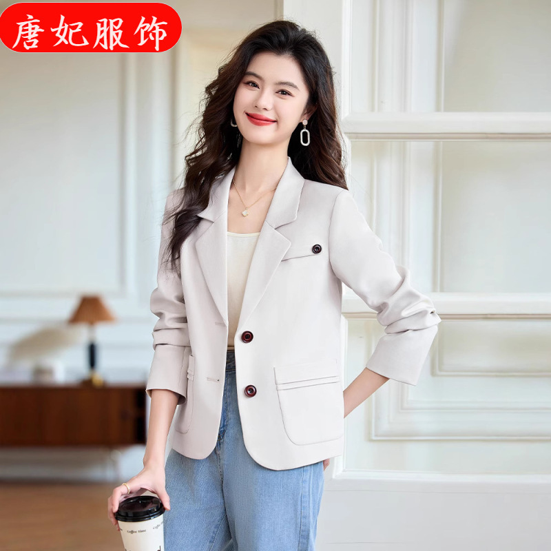 creamy-white Suit Jacket Women's 2025 Autumn New High-end Sense Casual Short Slim-fit Suit Spring and Autumn creamy-white Suit Jacket Women's 2025 Autumn New High-end Sense Casual Short Slim-fit Suit Spring and Autumn