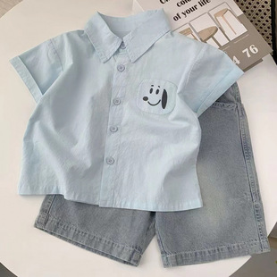 Children's Summer Shirt Thin New Style Casual Style Baby Short-Sleeved Shorts Two-Piece Shirt Summer Suit