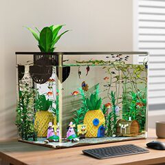 鱼缸水族箱网红一体成型缸透明办公室家用客厅桌面造景室内落地式