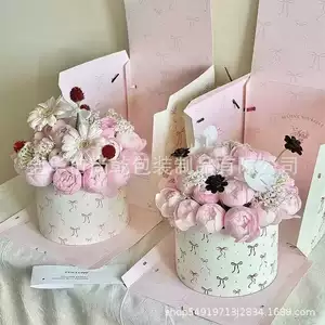 กล่องของขวัญลายจุดพร้อมโบว์ กล่องดอกไม้แบบ DIY หรูหราโรแมนติก สำหรับบรรจุเค้กดอกไม้ พร้อมอุปกรณ์ร้านดอกไม้