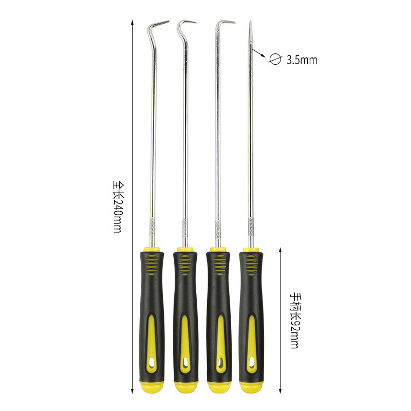 Auto Repair Oil Seal Hook 4-Piece Set Mini Special-Shaped Oil Seal Puller O-Ring Seal Puller Auto Maintenance Tool