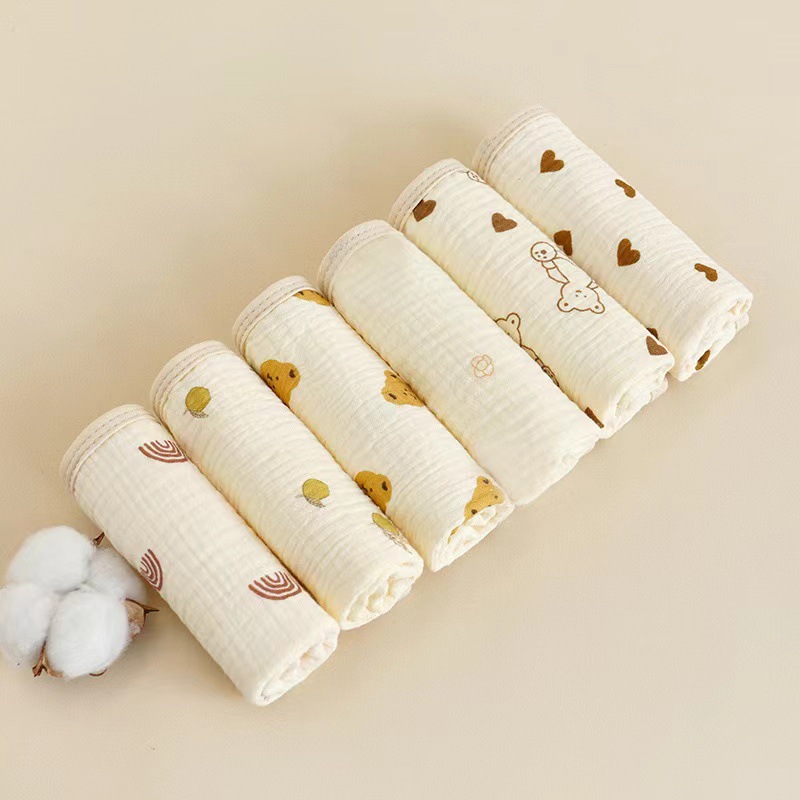 Cotton Bib And Face Towel Set For Newborns Soft Four Layer Crepe_voghion.com