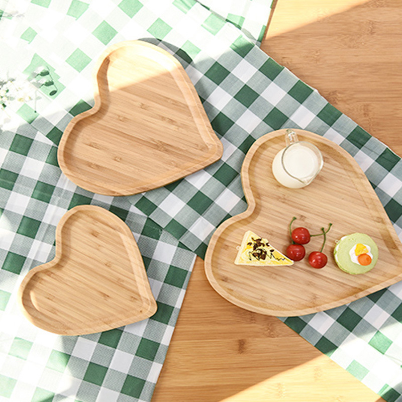 竹木质南竹一品创意托盘日式咖啡盘茶点盘糖果盘蛋糕面包爱心盘子