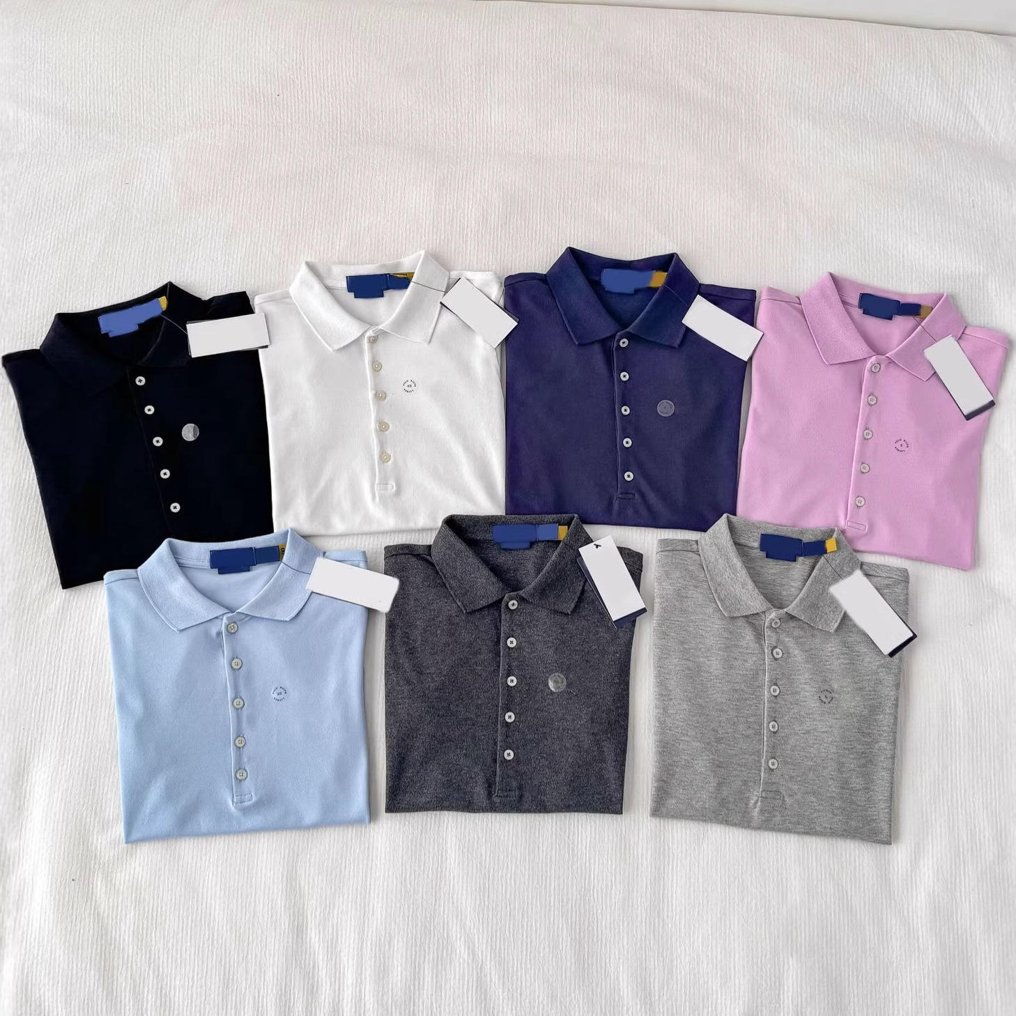 RL Ralph [Five-Button Polo Shirt] Classic Slim Fit Short-Sleeve T-Shirt with Pony Embroidery / QR Code Scannable Top Grade