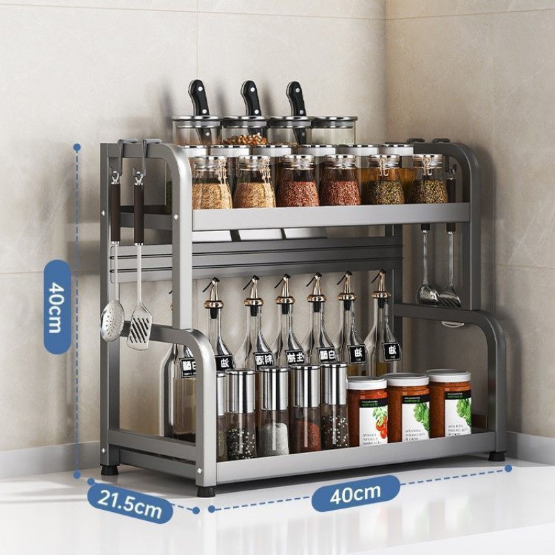 Estante de almacenamiento de cocina de acero al carbono grueso sin perforación estante de condimento estante de cuchillo de mesa estante de almacenamiento multifuncional almacenamiento de utensilios de cocina