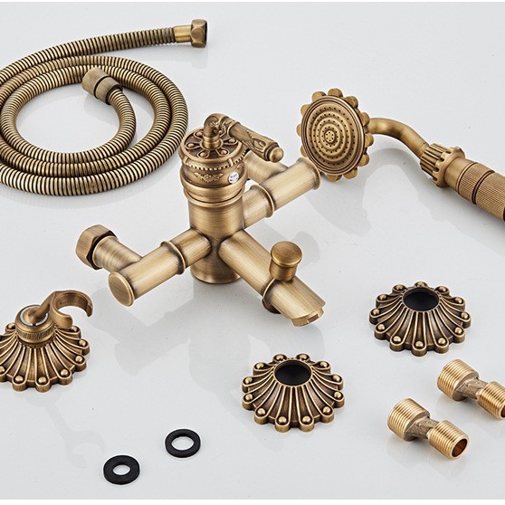 Cobre antiguo ducha simple estilo europeo teléfono ducha traje de mano montado en la pared boquilla bañera grifo retro transfronteriza