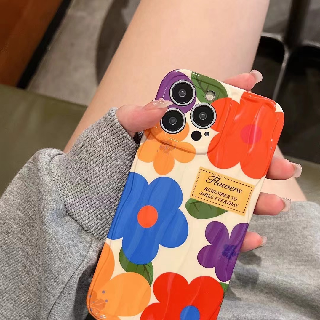 Pantalla completa flores de acuarela de color para iPhone15ProMax funda para teléfono móvil 14 Apple 13 femenino 12 suave 15 nuevo