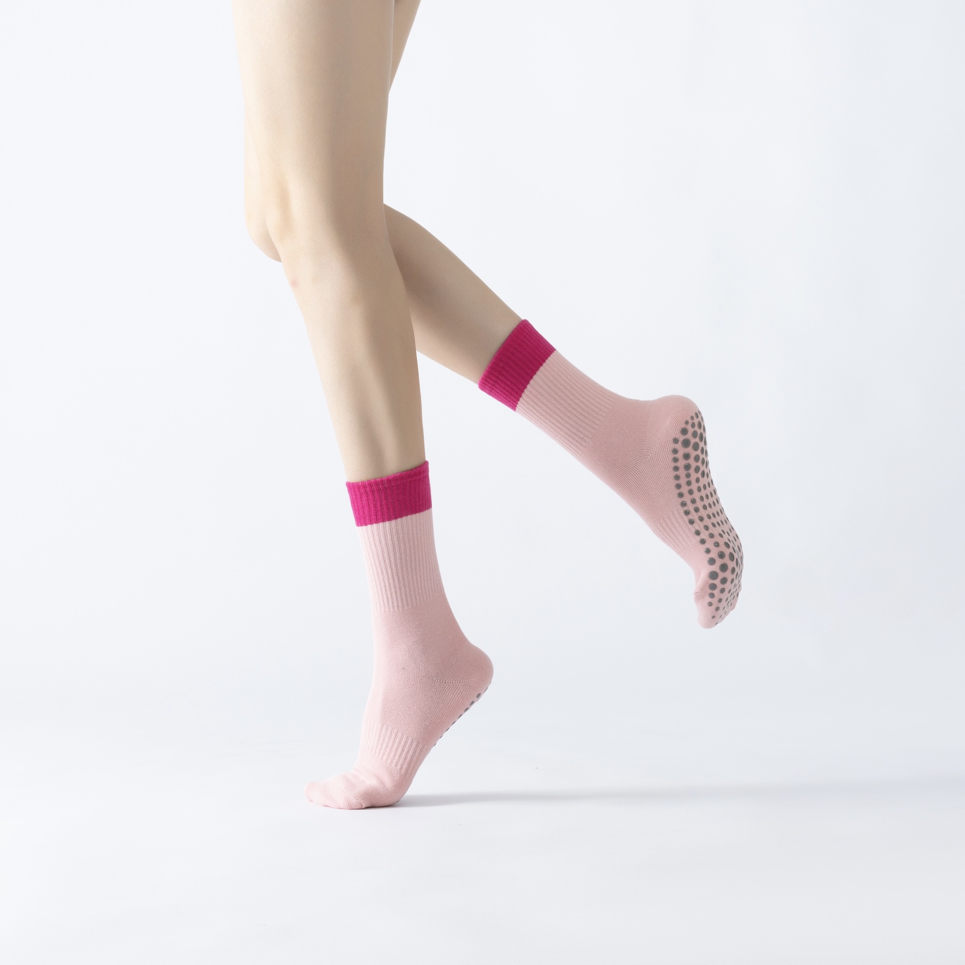 Autumn And Winter Two-color Spliced Yoga Socks,Light-colored Pilates Socks,Fitness Non-slip,Breathable And Sweat-wicking,Versatile In All Seasons