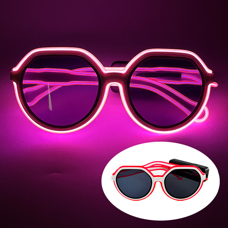 Gafas luminosas LED Barra KTV Equipo nocturno Gafas EL Gafas luminosas Oval Retro Moda Tinta Espejo