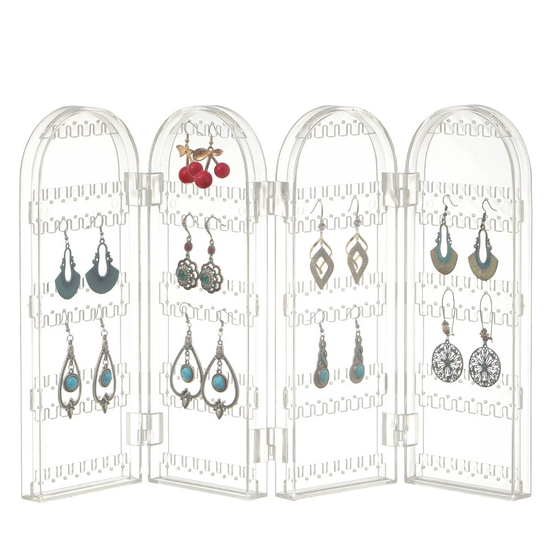 Прозрачная Складная стойка для ювелирных изделий Акриловая вешалка для серег Ящик для хранения ожерелья Пластиковая Подставка для хранения ювелирных изделий