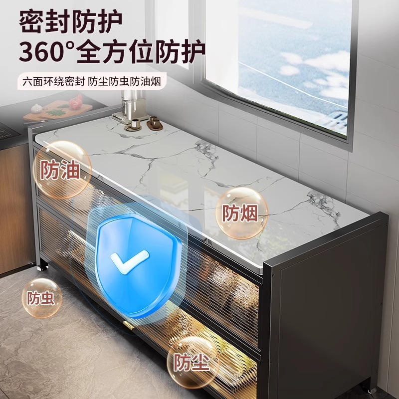 厨房置物架落地多层岩板收纳柜多功能微波炉烤箱切菜家用储物柜子|undefined