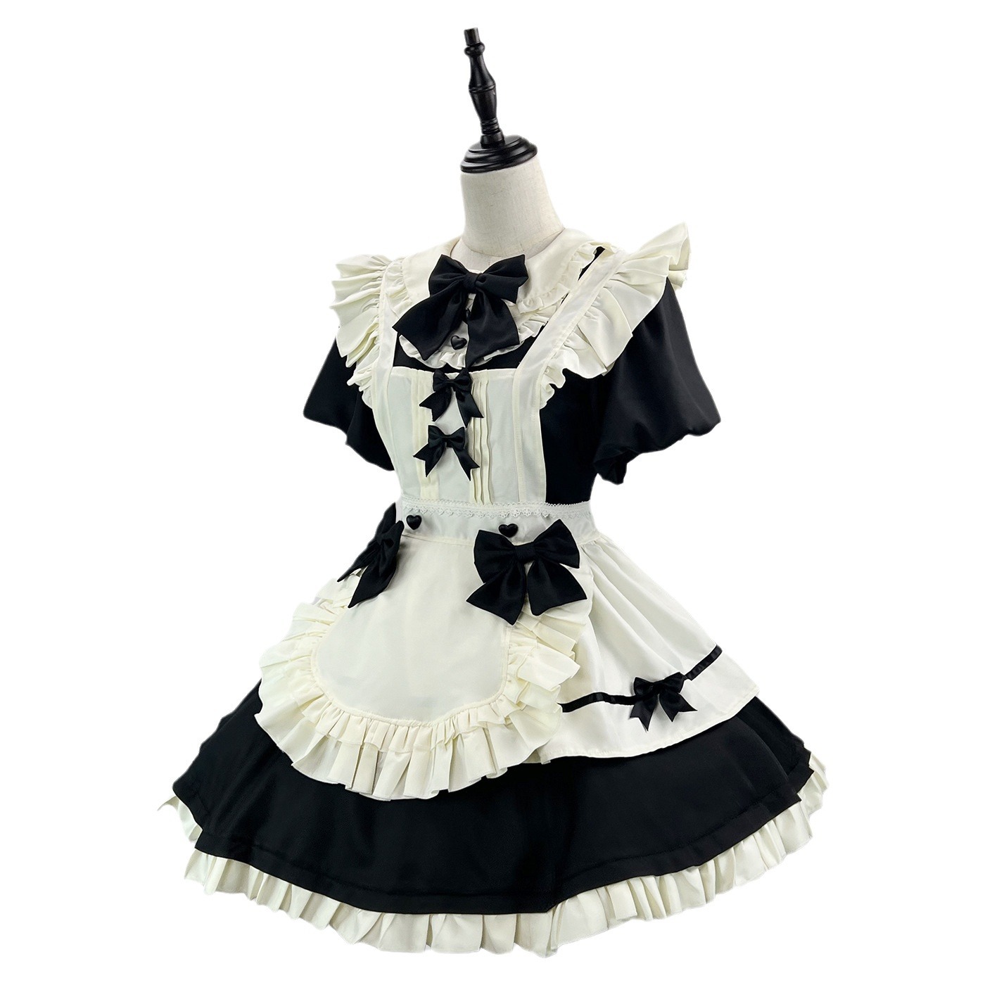 Halloween Cosplay French Sweet Cute Lolita Lolita Soft Girl Waist Dress Flying Sleeve Apron Elegant Maid Dress Home Uniform_ecoleips.com