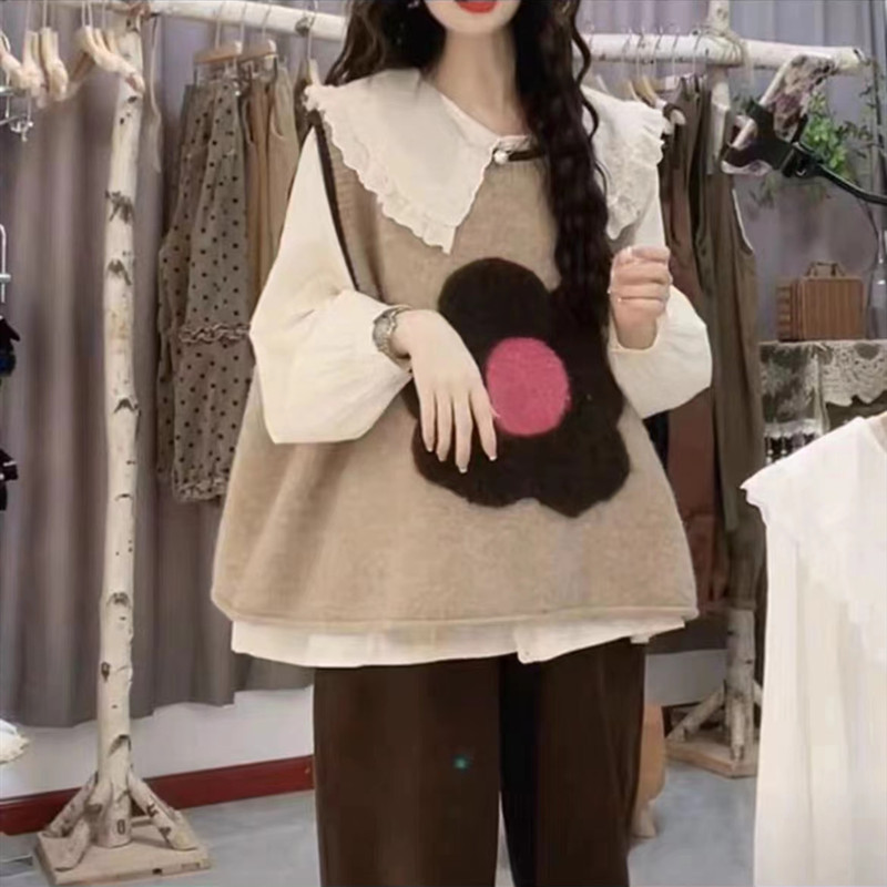 Chaleco de punto floral estilo coreano para mujer, rejuvenecedor, elegante, estilo casual, chaleco, suéter, ropa de principios de primavera, nuevo estilo 2025 image 4