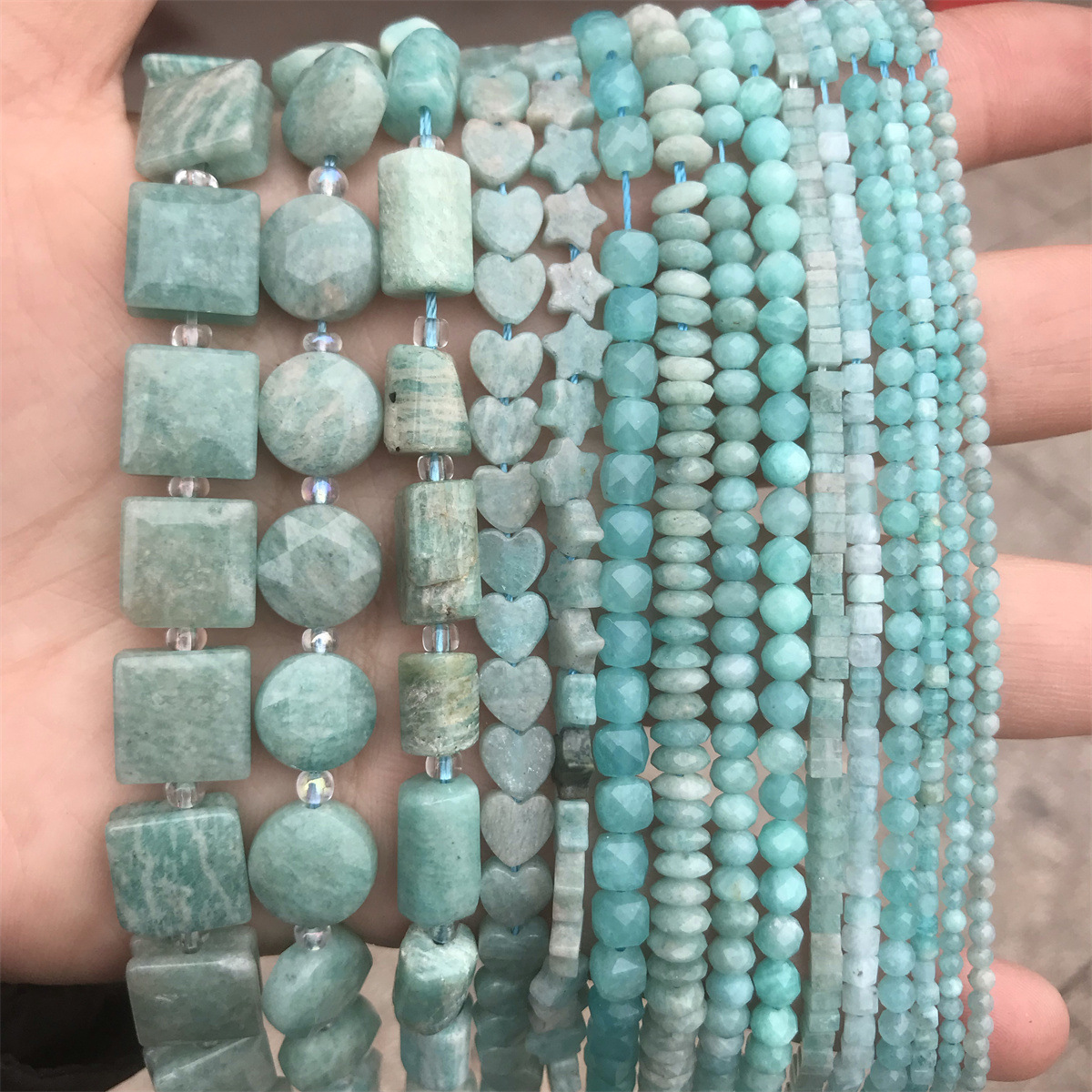 10g Weight Natural Material Classification A String Diameter 10mm Diameter 3mm Diameter 4mm Natural Stone Amazonite Irregular Geometric Smooth Faceted Jewelry Accessories Beads