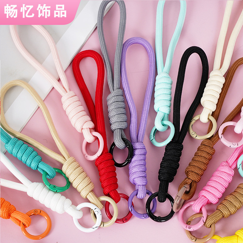 Tangle-Free Keychain Phone Lanyard Chain Bag Doll Pendant Accessory Paracord Woven Anti-Loss Color-Blocking Wrist Strap
