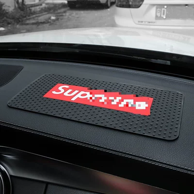 Car anti-slip mat car sunscreen mat mobile phone central control instrument panel high temperature resistant storage mat car decorations (Anti-slip mat) - tide-brand-black-3015cm