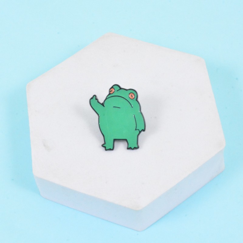 Funny Brooch Cartoon Enamel Middle Finger Frog Pin Anti-Exposure Buckle In Stock Wholesale_voghion.com