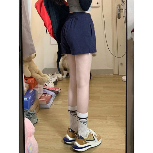 American retro Tibetan casual all-match sweatpants for female students, thin shorts, high-waist slimming pants, hot pants