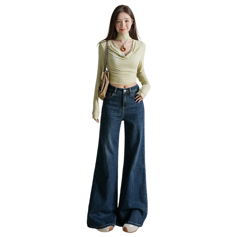 Loose-Fitting Flared Jeans for Women 2025 High-Waisted Slimming Popular Wide-Leg Petite Flared Pants