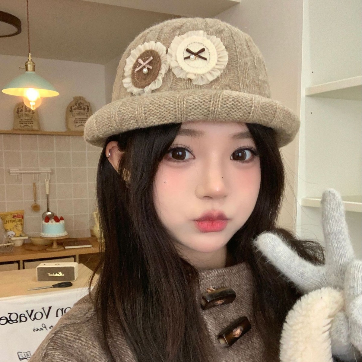 Gorro Sombrero Tejido de Lana Cálido con Moño de Poliéster para Invierno image 4
