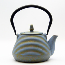外贸欧美式彩色铸铁壶搪瓷涂层带滤网生铁壶煮花茶煮咖啡茶具摆件