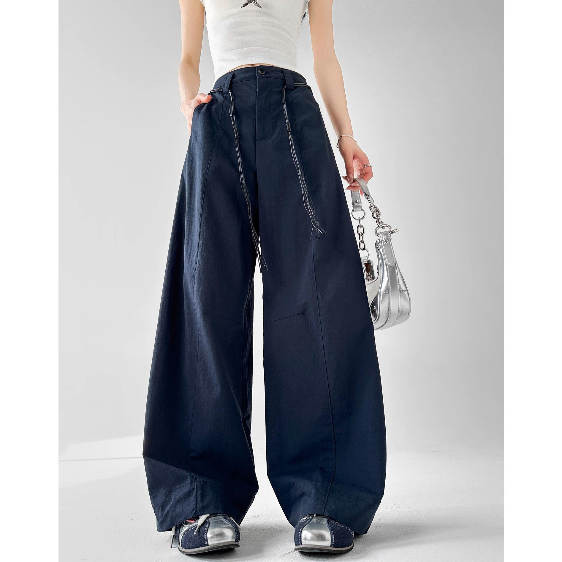Women's Casual Pants 2026 New Summer Thin High-Waisted Slimming Loose Drapey Casual Wide-Leg Pants Workwear Floor-Length Pants