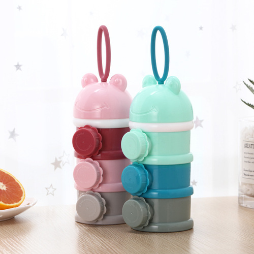 Cartoon baby milk powder box portable portable sealed moisture-proof rice noodle food storage tank large capacity divided into compartments