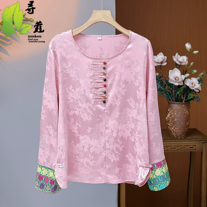 Sexy fuchsia spring shirt, Chinese style, loose fit, trend of season