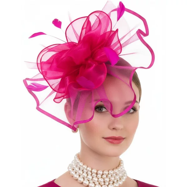 Cross-Border European and American Creative Elegant Feather Mesh Bridal Headdress Organza Fashion Top Hat Party Prom Hair Accessories