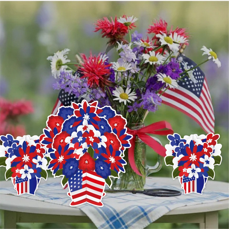 Decoración de fiesta del Día de la Independencia de los Estados Unidos Decoración tridimensional Decoración de mesa Decoración de flores Decoración de escena del Día de la Independencia