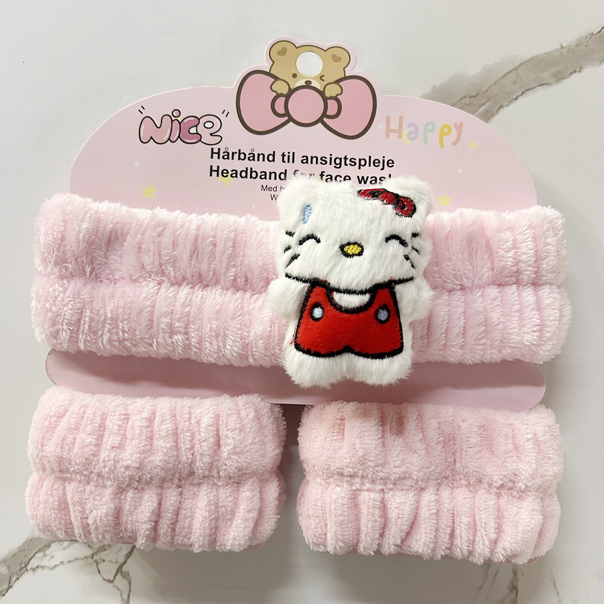 Banda de cabello de moda con tarjeta de papel dulce decoración de animales pequeños de peluche de lavado banda de cabello de dibujos animados correa de muñeca tridimensional