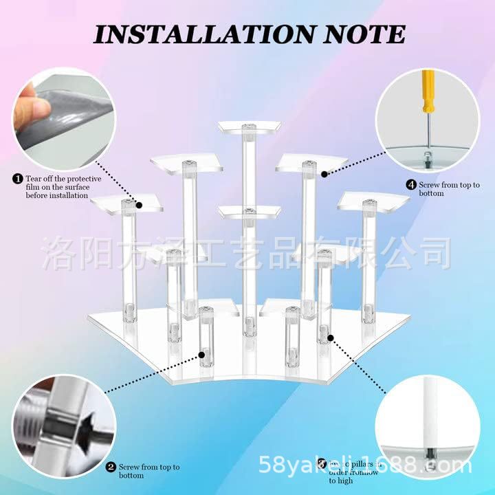 Toothbace soporte de exhibición de acrílico de 10 capas, soporte de exhibición de escritorio de múltiples capas de escalera soporte de exhibición de carácter