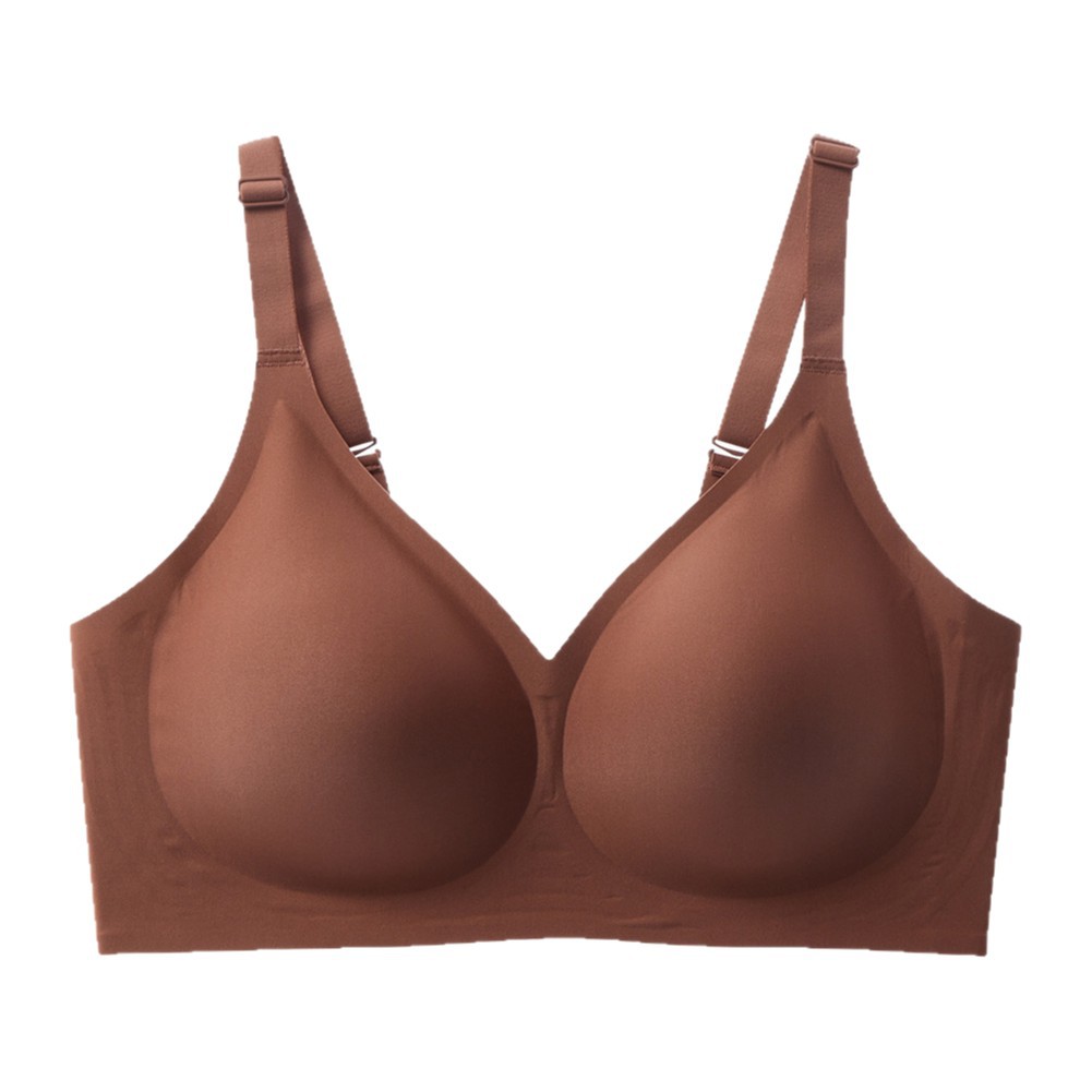 Women's Cotton Silk Satin Solid Bra For Casual Seamless Jelly Like Wireless Bra Plus Size Push Up Lifting Comfortable Wire Free_voghion.com