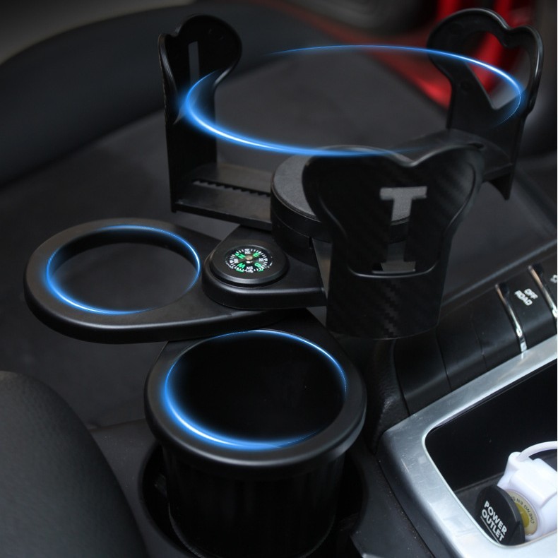 クロスボーダースリーインワン車用ウォーターカップホルダー層状収納ラック多機能回転車センターコンソール丸穴ラックカップホルダー|undefined