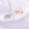 Adjustable zirconium, brand fashionable ring, design jewelry, simple and elegant design, trend of season, on index finger