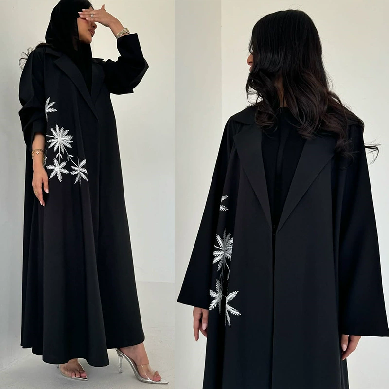 MQ196 modest летнее платье новый вышитый вышитый костюм воротник куртка Abaya Женский халат Дубай кардиган