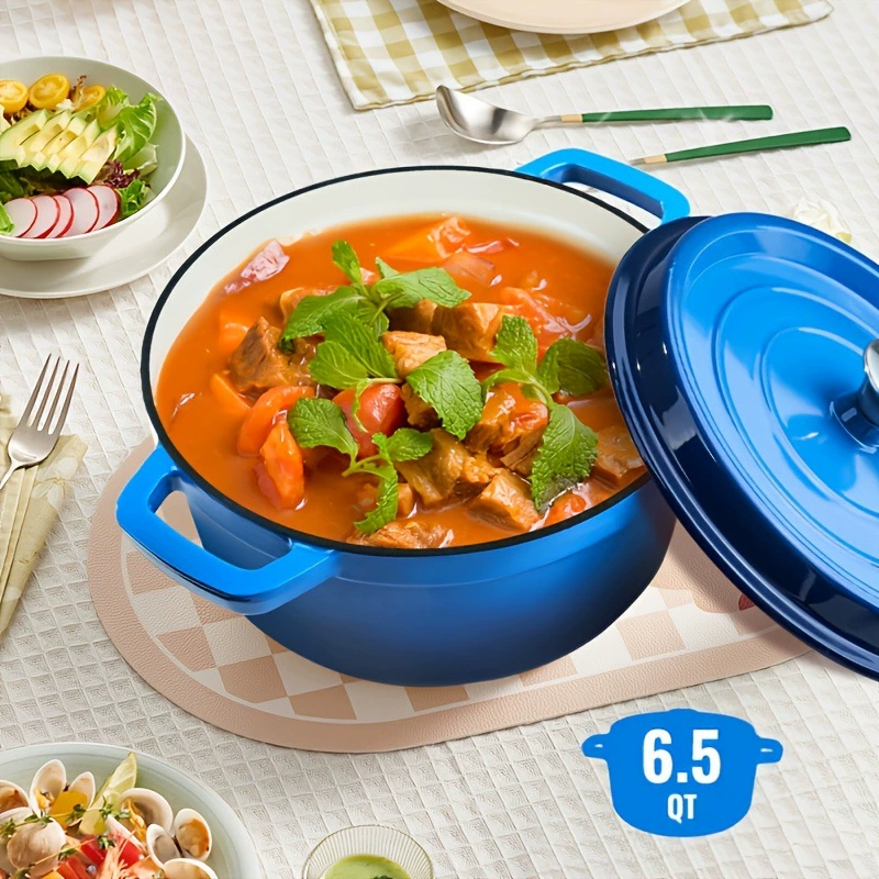 2025 новых тяжелых предварительно приправленных эмалированных чугунных кастрюль для кросс-граничной дропшиппинга