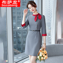 新款布萨龙busalong连衣裙女中袖连衣裙职业工作服显瘦598