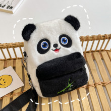 跨境毛绒包包2025少女手机包可爱卡通熊猫多用儿童单肩双肩斜挎包