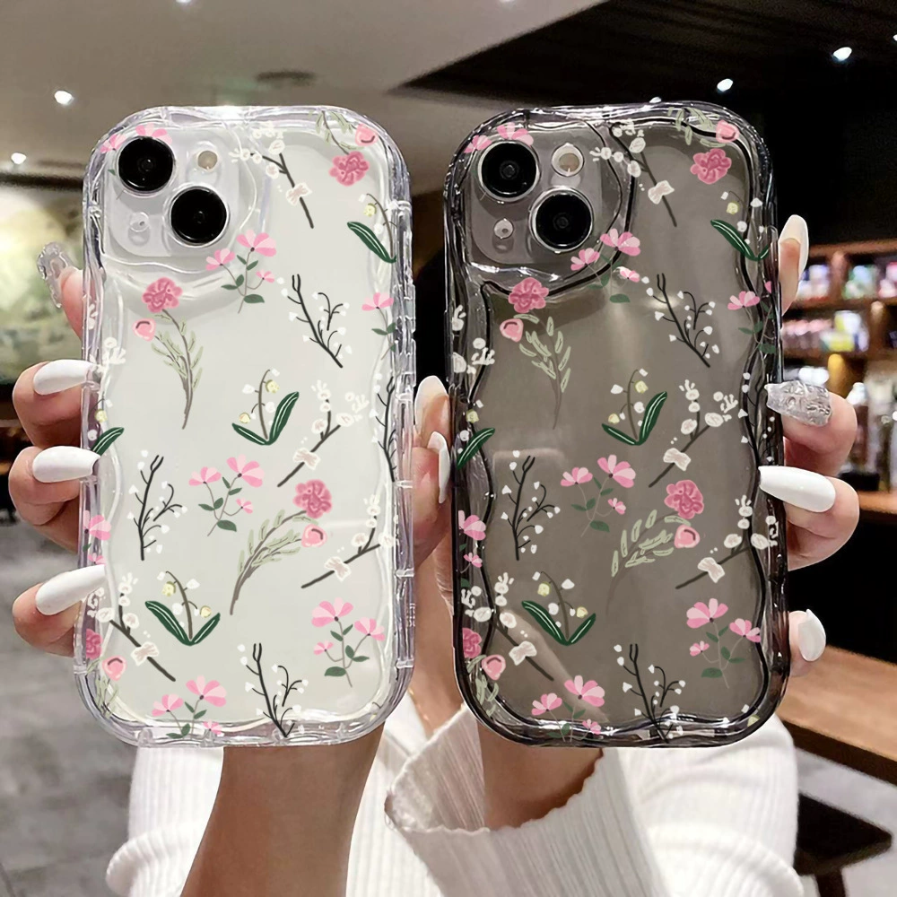 Чехол для телефона (Apple iPhone) подходит к сериям iPhone 11–16, кремовый флористический рисунок, ударопрочный край